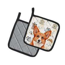 Load image into Gallery viewer, Red Cardigan Welsh Corgi Coffee Bar Pair of Pot Holders
