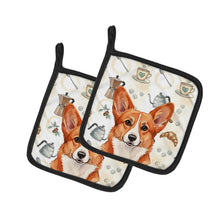 Load image into Gallery viewer, Red Cardigan Welsh Corgi Coffee Bar Pair of Pot Holders