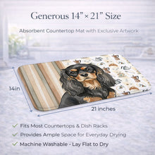 Load image into Gallery viewer, Black and Tan Cavalier Spaniel Coffee Bar Dish Drying Mat
