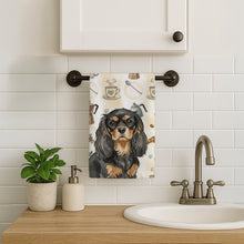 Load image into Gallery viewer, Black and Tan Cavalier Spaniel Coffee Bar Kitchen Towel
