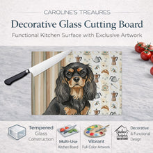 Load image into Gallery viewer, Black and Tan Cavalier Spaniel Coffee Bar Glass Cutting Board