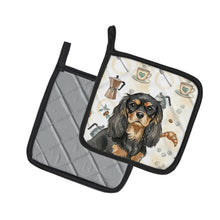 Load image into Gallery viewer, Black and Tan Cavalier Spaniel Coffee Bar Pair of Pot Holders