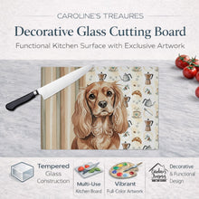 Load image into Gallery viewer, Ruby Cavalier Spaniel Coffee Bar Glass Cutting Board