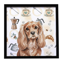Load image into Gallery viewer, Ruby Cavalier Spaniel Coffee Bar Framed Metal Print