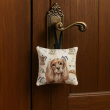Load image into Gallery viewer, Ruby Cavalier Spaniel Coffee Bar Hanging Square Fabric Ornament 3.5 × 3.5