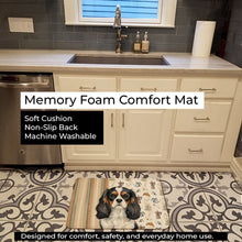 Load image into Gallery viewer, Tricolor Cavalier Spaniel Coffee Bar Memory Foam Kitchen Mat