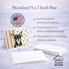 Load image into Gallery viewer, Black and Tan Chihuahua Coffee Bar Greeting Cards Pack of 8