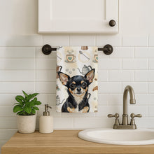 Load image into Gallery viewer, Black and Tan Chihuahua Coffee Bar Kitchen Towel