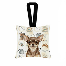 Load image into Gallery viewer, Chocolate Chihuahua Coffee Bar Hanging Square Fabric Ornament 3.5 × 3.5