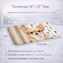 Load image into Gallery viewer, Fawn Chihuahua Coffee Bar Dish Drying Mat