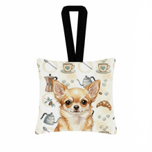 Load image into Gallery viewer, Fawn Chihuahua Coffee Bar Hanging Square Fabric Ornament 3.5 × 3.5