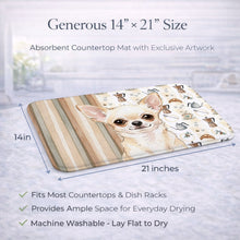 Load image into Gallery viewer, Cream Chihuahua Coffee Bar Dish Drying Mat