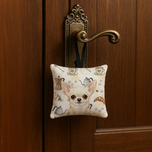 Load image into Gallery viewer, Cream Chihuahua Coffee Bar Hanging Square Fabric Ornament 3.5 × 3.5