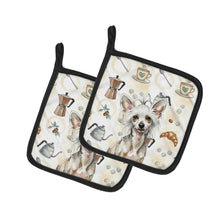 Load image into Gallery viewer, Hairless Mottled Pattern Chinese Crested Coffee Bar Pair of Pot Holders