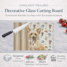 Load image into Gallery viewer, Hairless Palomino Chinese Crested Coffee Bar Glass Cutting Board