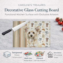 Load image into Gallery viewer, Powderpuff Chinese Crested Coffee Bar Glass Cutting Board