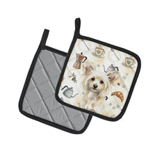 Load image into Gallery viewer, Powderpuff Chinese Crested Coffee Bar Pair of Pot Holders