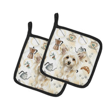 Load image into Gallery viewer, Powderpuff Chinese Crested Coffee Bar Pair of Pot Holders