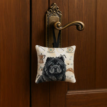 Load image into Gallery viewer, Black Chow Chow Coffee Bar Hanging Square Fabric Ornament 3.5 × 3.5