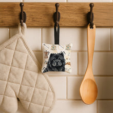 Load image into Gallery viewer, Black Chow Chow Coffee Bar Hanging Square Fabric Ornament 3.5 × 3.5