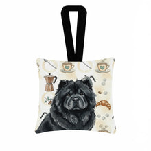 Load image into Gallery viewer, Black Chow Chow Coffee Bar Hanging Square Fabric Ornament 3.5 × 3.5