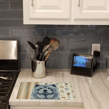 Load image into Gallery viewer, Blue Chow Chow Coffee Bar Glass Cutting Board