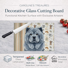Load image into Gallery viewer, Blue Chow Chow Coffee Bar Glass Cutting Board