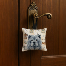 Load image into Gallery viewer, Blue Chow Chow Coffee Bar Hanging Square Fabric Ornament 3.5 × 3.5
