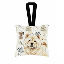 Load image into Gallery viewer, Cream Chow Chow Coffee Bar Hanging Square Fabric Ornament 3.5 × 3.5