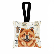 Load image into Gallery viewer, Red Chow Chow Coffee Bar Hanging Square Fabric Ornament 3.5 × 3.5