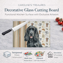 Load image into Gallery viewer, Black Cocker Spaniel Coffee Bar Glass Cutting Board