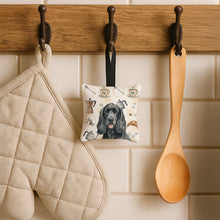 Load image into Gallery viewer, Black Cocker Spaniel Coffee Bar Hanging Square Fabric Ornament 3.5 × 3.5