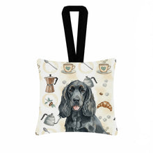 Load image into Gallery viewer, Black Cocker Spaniel Coffee Bar Hanging Square Fabric Ornament 3.5 × 3.5