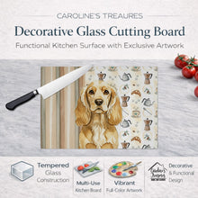 Load image into Gallery viewer, Buff Cocker Spaniel Coffee Bar Glass Cutting Board