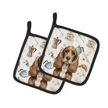 Load image into Gallery viewer, Chocolate Cocker Spaniel Coffee Bar Pair of Pot Holders