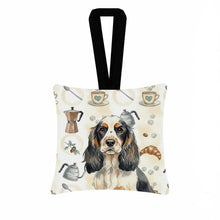 Load image into Gallery viewer, Parti Cocker Spaniel Coffee Bar Hanging Square Fabric Ornament 3.5 × 3.5