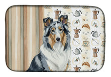 Load image into Gallery viewer, Blue Merle Collie Coffee Bar Dish Drying Mat