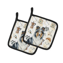 Load image into Gallery viewer, Blue Merle Collie Coffee Bar Pair of Pot Holders