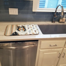 Load image into Gallery viewer, Tricolor Collie Coffee Bar Dish Drying Mat