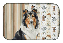 Load image into Gallery viewer, Tricolor Collie Coffee Bar Dish Drying Mat
