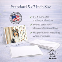 Load image into Gallery viewer, Tricolor Collie Coffee Bar Greeting Cards Pack of 8