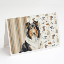 Load image into Gallery viewer, Tricolor Collie Coffee Bar Greeting Cards Pack of 8