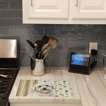 Load image into Gallery viewer, Coton de Tulear Coffee Bar Glass Cutting Board