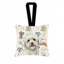 Load image into Gallery viewer, Coton de Tulear Coffee Bar Hanging Square Fabric Ornament 3.5 × 3.5