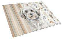 Load image into Gallery viewer, White with Gray Coton de Tulear Coffee Bar Glass Cutting Board