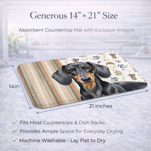 Load image into Gallery viewer, Black and Tan Dachshund Coffee Bar Dish Drying Mat