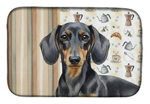Load image into Gallery viewer, Black and Tan Dachshund Coffee Bar Dish Drying Mat