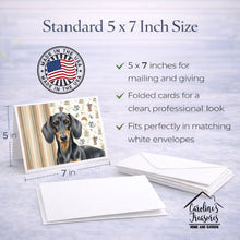 Load image into Gallery viewer, Black and Tan Dachshund Coffee Bar Greeting Cards Pack of 8