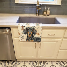 Load image into Gallery viewer, Black and Tan Dachshund Coffee Bar Kitchen Towel