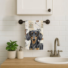 Load image into Gallery viewer, Black and Tan Dachshund Coffee Bar Kitchen Towel